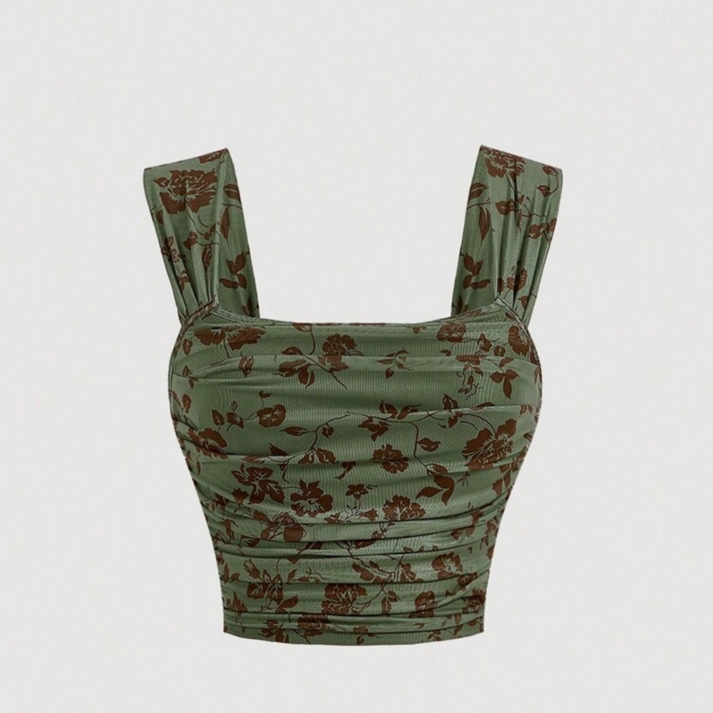 Floral Print Ruched Top